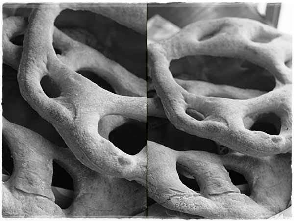 Fougasse close up in black and white