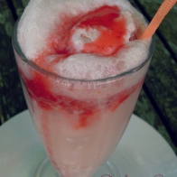 Strawberry and rose ice cream soda