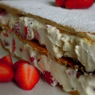 strawberry raspberry rose millefeuille