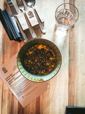 Bowl of soup in cafe in riga